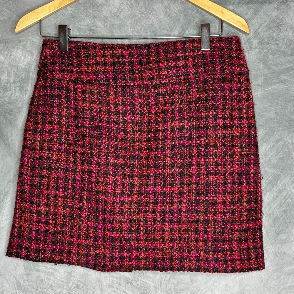 The Limited Skirt Women 2 Mini Thick Woven Texture Wool Blend Pink Black Office - Picture 1 of 9